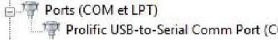 Prolific USB to Serial Port als COM4 im Geräte-Manager