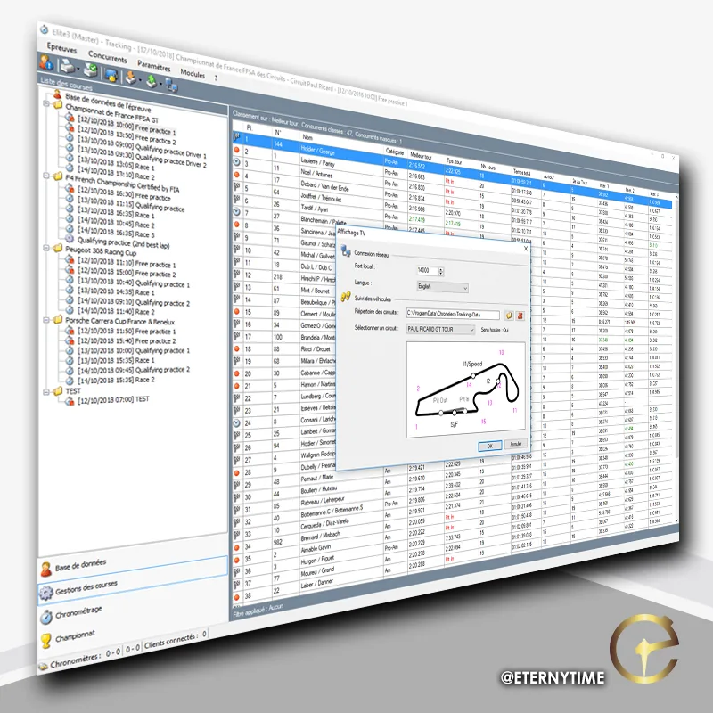 لقطة شاشة Chronelec Elite V3 مع واجهة التوقيت