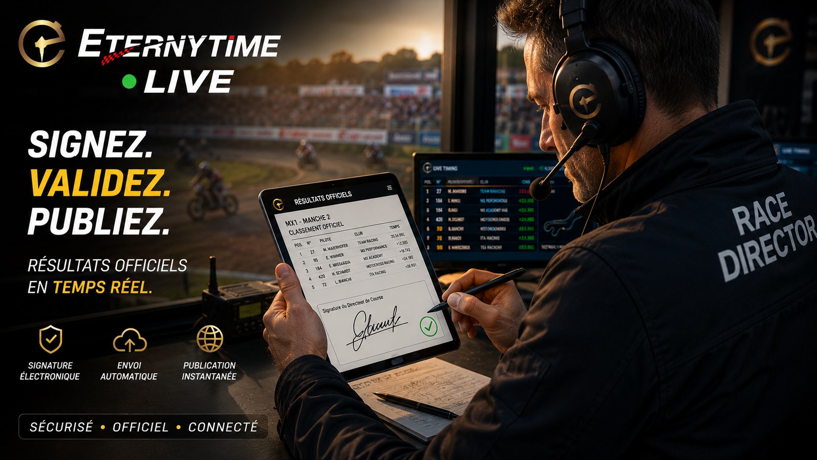Signature en ligne des résultats officiels ETERNYTIME LIVE