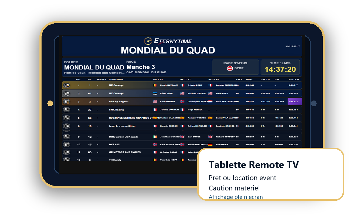 Tablette Remote TV ETERNYTIME LIVE